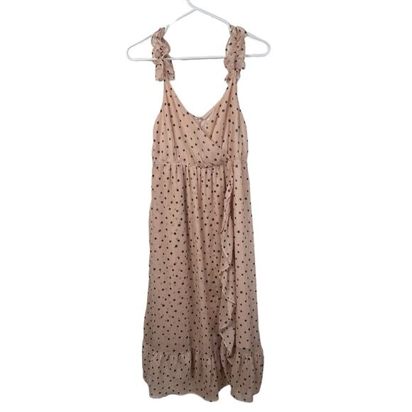 NWT Madewell Ruffle Strap Wrap Maxi Dress Size 4P Inkspot Dots Pink Retro Party - Picture 4 of 14